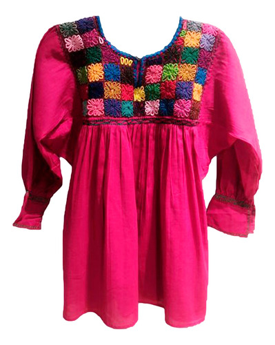 Blusa Artesanal Mexicana Xl Huipil 100% Algodón Bordada