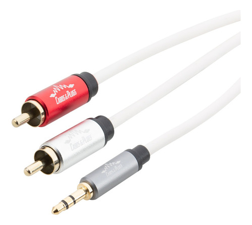 Cabo P2 Para Rca 1.5m Stereo Banhado A Ouro Cobre Ofc Branco