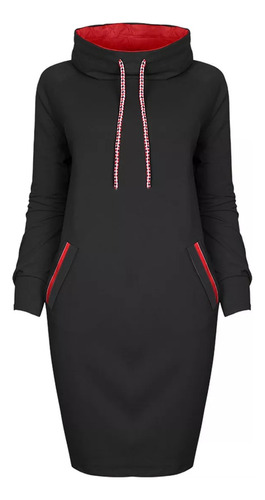 Vestido Camisero De Invierno Para Mujer Mini Sudadera Manga