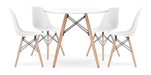 Comedor Eames Redondo 80cm Y 4 Sillas - Liquidación Hot Sale