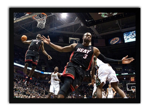 Quadro Decorativo Nba Legends Lebron James Wade Miami 