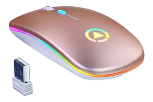 Mouse Gamer Inalámbrico Recargable Yindiao  A2 Oro Rosa