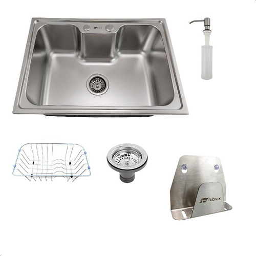 Kit Cuba Cozinha Inox 201 + Porta Esponja Inox 304 - Tubrax