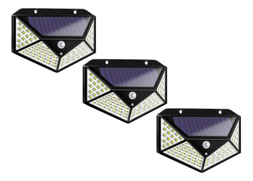 Pack X3 Focos Led Solar Exterior Luz Potente - Modelo Cl-100