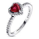 Anillo Corazon Elevado Rojo. Pandora Original