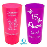 Kit 100 Copos Long Drink Com Glitter 320ml Personalizado