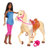 Barbie Muñeca, Morena Y Caballo, Regalo Para Niños De 3 A.