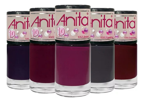 Kit Esmalte Anita Coleção 10 Anos Cremoso Lançamento 5 Cores