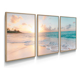 Quadro Decorativo Praia Pôr Do Sol Moderna Para Sala Quarto