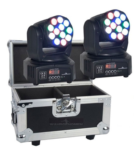 Set De 2 Cabeza Movil 12 Led 5w Wash Rgb Robotica Dmx Case