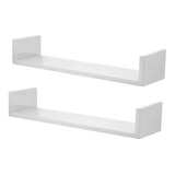  Kit 2 Prateleira Nicho U 40x10 Branco Mdf Decoratição