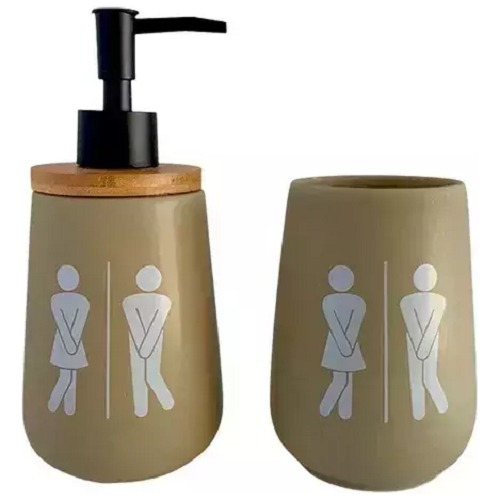 Set Ceramica Lizzy Dispenser Y Portacepillo Accesorios Baño