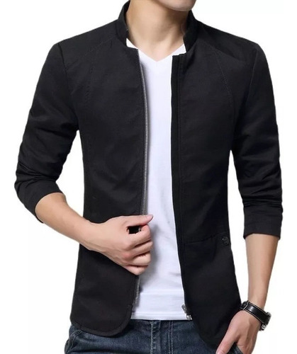 Abrigo Tipo Blazer Informal Algodón Cuello Alto Para Hombre