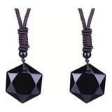 2 Collares Estrella Obsidiana Joyería Hombre Mujer Cadena