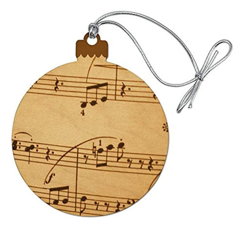 Notas Música Partitura Músico Madera Árbol De Navidad Adorno