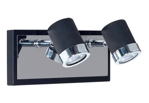 Aplique 2 Luces Mely Pasillo Baño Negro C/ Cromo Me-nb-d2