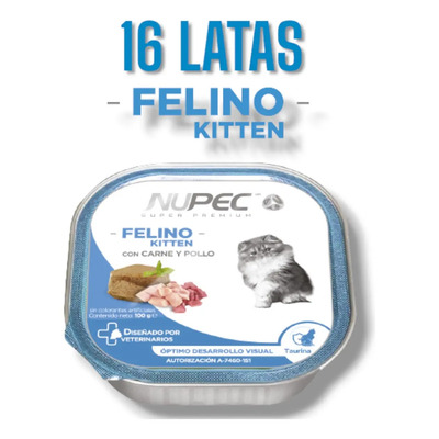 16 Latas Nupec Felino Kitten 100g | Desarrollo Muscular