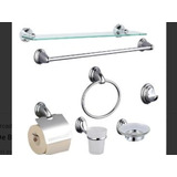 Set De Accesorios Para Baño 7 Piezas Con Repisa De Vidrio