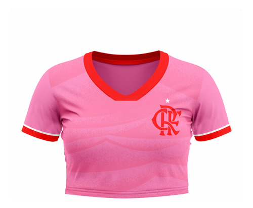 Blusa Flamengo Coral Cropped Feminina Outubro Rosa Original