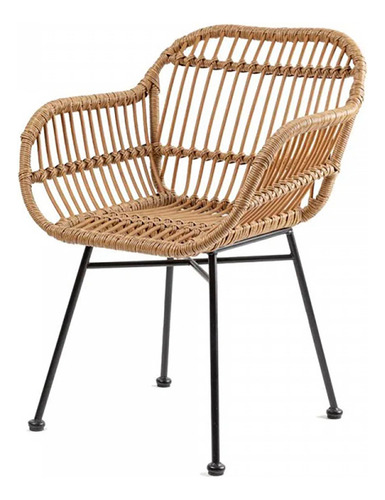 Sillón De Rattan Kenya Con Patas Metálicas Living Comedor