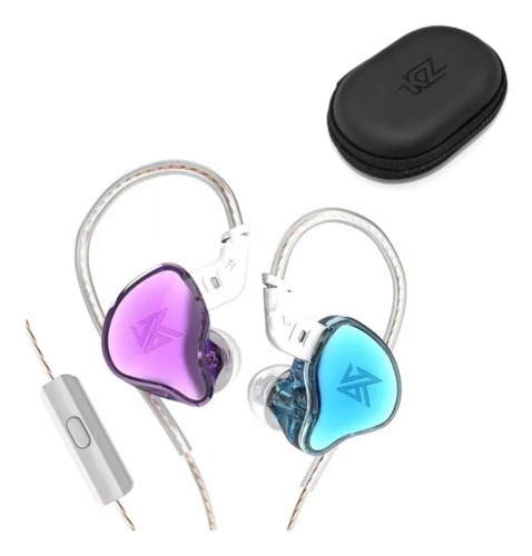 Audífonos Kz Edc Purple And Blue Con Mic + Estuche Kz