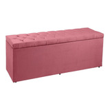 Calçadeira Recamier Baú King 1,95m Madrid Suede Rosa