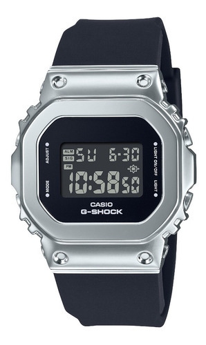 Reloj Casio Dama Gm-s5600-1d G-shock Color De La Malla Negro Color Del Bisel Plateado Color Del Fondo Negro