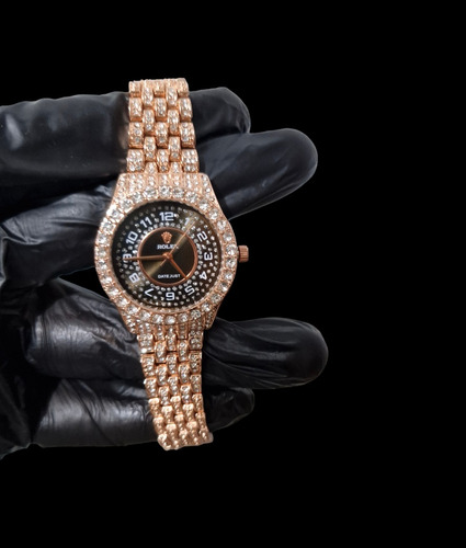 Reloj Rolex Rosa Con Diamantes De Dama Clon