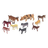 10pcs Animais Da Fazenda Brinquedo Cenário Vaca Cavalo Porco