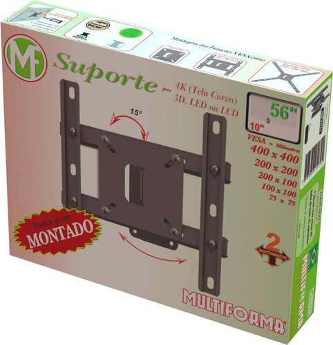 Suporte Tv 10 32 42 48 52 56 Articulado Vesa 400x400 Parede Cor Preto