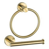 Juego De Accesorios De Baño, Dorado Cepillado, 2 Piezas, Teñ