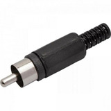 Plug Rca Niquelado  Macho Plástico -  Preto - 10 Unidades