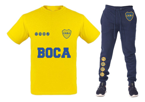 Conjunto Remera + Pantalón Jogging Boca Juniors - Escudos