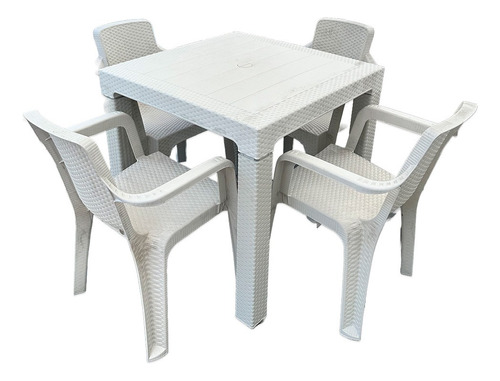 Set Mesa Alta Y Sillas Apoya Brazo Rattan Reforzado Exterior