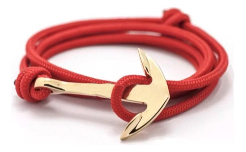 Pulsera Hombre Mujer De Soga - Dije Acero Dorado Modelo Ancla Náutica - Brazalete Hombre - Pulsera Ancla