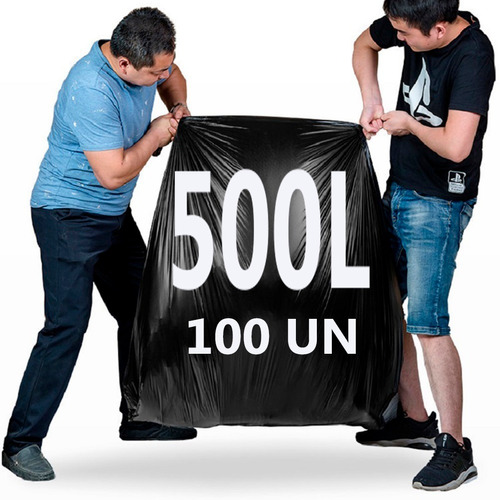100 Und Sacos De Lixo Preto 500 Litros Reforçado
