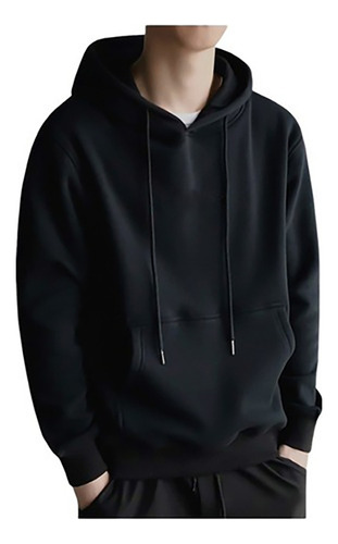 Sudadera Hoodie Negra Mujer Y Hombre Top Algodón Con Cordón