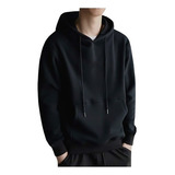 Sudadera Hoodie Negra Mujer Y Hombre Top Algodón Con Cordón