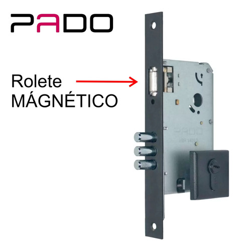 Fechadura Pado Rolete Magnético Multponto Euro 100mm Preta