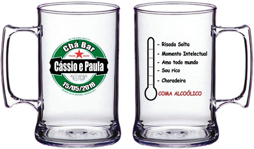 5 Canecas Frente/verso Chopp Acrílico 450ml Personalizada!