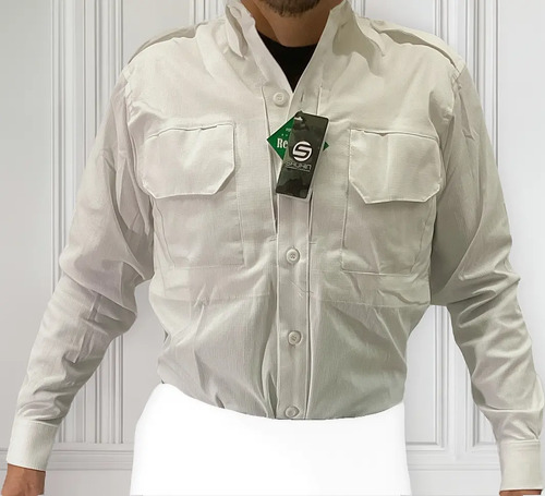 Camisa Micro Rip Stop Sauhin Bolsa Oculta Blanca Porta Docum