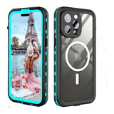 Funda Transy Para iPhone 14 Pro Max Waterproof Mag Aqua