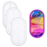 3 Pieces Diy Tray Silicone Resin Mold - Oval Jewelry Making