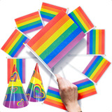 10 Pzas Bandera Asta Lgbt Gay Arcoiris Orgullo Pride 21x14cm
