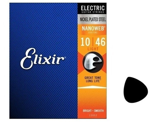 Encordoamento Elixir Cordas 0.10 Light Nanoweb Para Guitarra