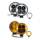 Par Faros 4 Led Redondos Auxiliares Auto Moto Fija Estrobo