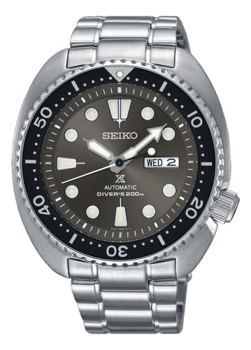 Relógio Seiko Srpc23 Prospex Turtle Diver Automatico 45 Mm Cor Da Correia Prateado Cor Do Bisel Preto Cor Do Fundo Cinza