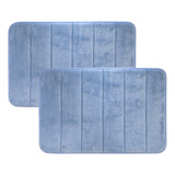 Kit 2 Tapetes De Banheiro Super Soft 60x40 Antiderrapante Cor Azul