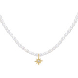 Collar De Plata 925 Oro 18k Perlas Zirconia Estrella Mujer
