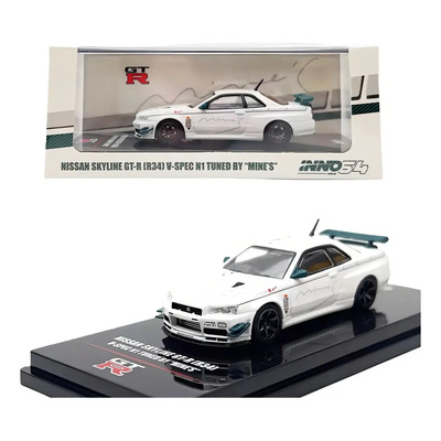 Nissan Skyline GT-R R34 V-Spec N1 Tuned By Mine´s 1\u002F64 Inno64 Blanco Metal | Envío gratis
